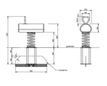 tekening 1 met afmetingen van de Robinia houten Veerstam 