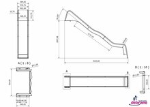 Afmetingen -RVS Glijbaan platformhoogte 150cm Wave