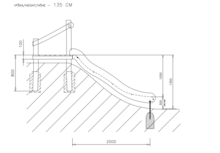 Talud/platform 135cm met glijbaan gemaakt van RVS en Robinia hout extra breed