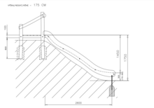 Afmetingen Talud/platform 175cm met glijbaan gemaakt van RVS en Robinia hout extra breed