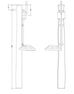 tekening met afmetngen van de Robinia waterpomp