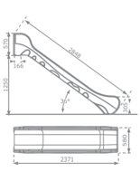 Technische tekening Kunststof Glijbaan Bronco voor platformhoogte 125cm Openbaar Gebruik