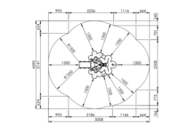 tekening met afmetingen van Europlay Speeltoestel Vlindertuin
