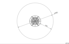 tekening met afmetingen en vrije ruimtes van de Europlay Draaimolen Saturnus Openbaar
