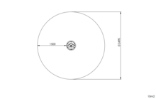 tekening met afmetingen en vrije ruimtes van de Europlay Draaimolen Dansende Bloem Openbaar