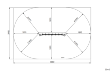 tekening met vrije ruimtes van het Europlay Klimtoestel Klauternet