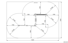 tekening met vrije ruimtes van het Europlay Klimtoestel Zigzag