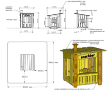 tekenign met afmetingen van het Robinia Speelhuisje Snackbar Openbaar