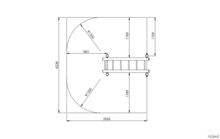 tekening met afmetingen van het Europlay Aanbouwelement Apenladder