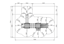 tekening met afmetingen en vrije ruimtes van het Europlay Speeltoren Indianendorp