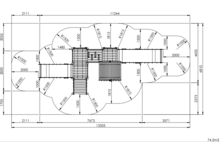 tekening met afmetingen en vrije ruimtes van het Europlay Zeeroverskasteel met 2 glijbanen