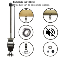 Schommelhaak RVS Openbaar Premium met 2 Kogellagers - Geluidstille / Geluidloze - Scharnier - M12 200mm