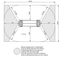 tekening met vrije ruimtes van de Europlay Evenwichtstouw Apenbrug