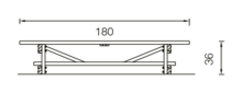 tekening met afmetingen van de Europlay Kleuterzitbank 180 cm