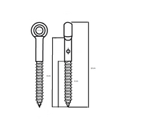 tekening met vrije ruimtes van de Oogschroef met draadeind M10 x 80mm *RVS**