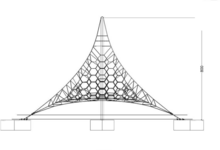 tekening van de zijkant van de Piramidenet 8M Openbaar gebruik met afmetingen