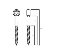 tekening met afmetingen van de Oogschroef met draadeind M10 x 100mm *RVS**