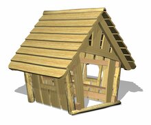 foto van de zijkant van het Robinia Speelhuis Troldehus