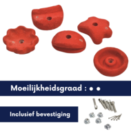 Klimstenen rood met moeilijkheidsgraad