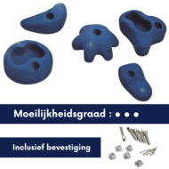 Klimstenen blauw met moeilijkheidsgraad