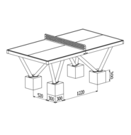 tekening met de verankering van de Tafeltennistafel Gegalvaniseerd Premium - Openbaar