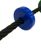 sfeerfoto van de bovenkant van de Kunststof knoop voor gewapend touw Blauw &Oslash;16 mm bevestigd aan een touw