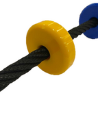 sfeerfoto van de bovenkant van de Kunststof knoop voor gewapend touw Geel &Oslash;16mm bevestigd aan een touw