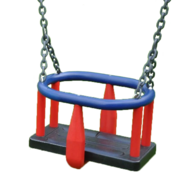 Babyschommel Rubber Premium Blauw/Rood J-haak met  RVS kettingen