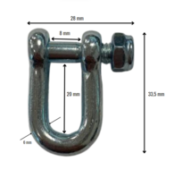 D-Sluiting M6 Gegalvaniseerd 20x8mm *met borgmoer** met afmetingen