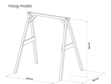 Vrijstaande schommel met 2 haken extra breed