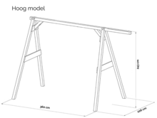 Vrijstaande schommel met 5 haken hoog model afmetingen
