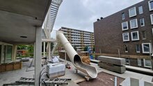 RVS Buisglijbaan voor Platformhoogte 300 cm wit gecoat