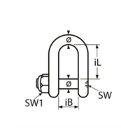 Micro D-Sluiting met kunststof bus M6 RVS 12 x12mm *met borgmoer** tekening