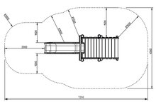 tekening 2 met afmetingen van de Robinia speeltoren Moose met HDPE glijbaan