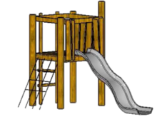 Tekening van Robinia houten Speeltoren Olburgen