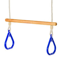 Houten trapeze lijnzaadolie met driehoeksringen Blauw PH Touw