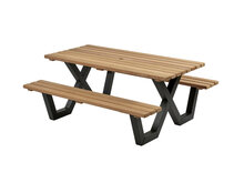 Hardhouten Picknicktafel met Metalen Frame 180x160cm 