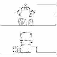 Zij aanzicht met afmetingen Speelhuisje 