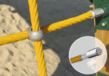 Detail gewapend touw geel
