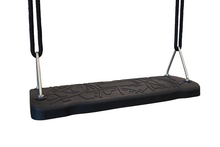 Schommelzitje Rubber curve extra breed Zwart met BR touwen en roest vast vrij Staal beugels