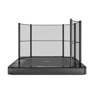 Akrobat Trampoline Orbit Flat To The Ground 430x305 cm met half Veiligheidsnet Zwart/Zwart
