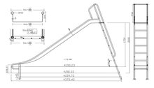 Technische tekening van Vrijstaande Glijbaan RVS Professioneel met ladder Platformhoogte 175/200 cm Premium