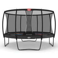 Berg Elite Regular Trampoline Ø430 cm Antraciet Grijs Levels met veiligheidsnet Deluxe XL professioneel