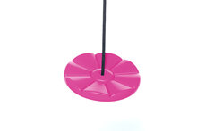 Kunststof Schotelschommel Roze met Zwart BR-touw hangt