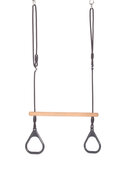 Houten Ringtrapeze met Kunststof Ringen Antraciet hangt