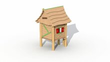 Achterzijde Eco-Play Minidorp Houthakkershutje met stappaaltjes Robinia Openbaar