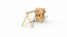 Kleine schommel voor het houthakkeshutje