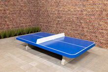 Betonnen Tafeltennistafel Blauw Laag met Afgeronde Hoeken
