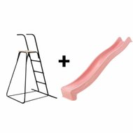 Vrijstaande Ladder Zwart Inclusief Losse Glijafke Tsuri in Pastel Roze voor Platformhoogte 130 t/m 150 cm los van elkaar