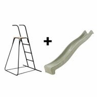 Vrijstaande Ladder Zwart Inclusief Losse Glijafke Tsuri in Pastel Groen voor Platformhoogte 130 t/m 150 cm naast elkaar